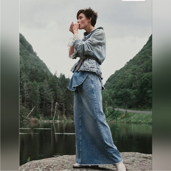 Free People Come as You Are Maxi Skirt in Indigo - Picture 1 of 7